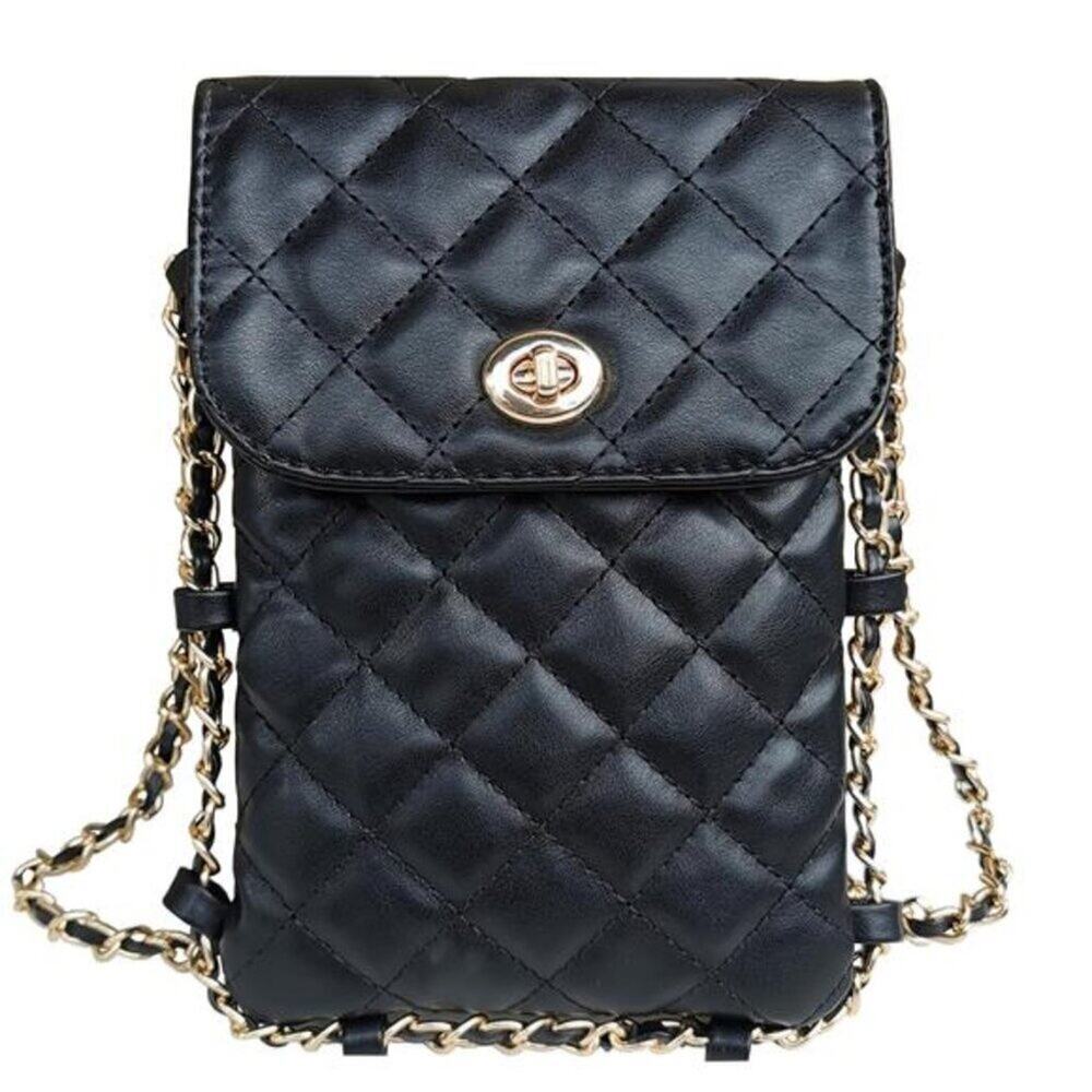 Cell Phone Crossbody Bag Quilted Vegan Leather Phone Purse with Soft Chain - Picture 13 of 13